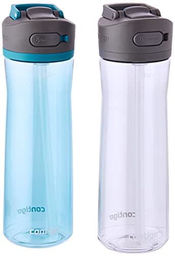 Contigo Ashland 2.0 Leak-Proof Water Bottle with Lid Lock and Angled Straw, Dishwasher Safe, Interchangeable Lid, 2-Pack, 24oz, Juniper/Sake - Image 1
