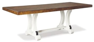 Signature Design by Ashley Valebeck Farmhouse Rectangular Extension Dining Table, Fits up to 8, White & Brown - Image 4