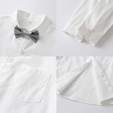 Toddler Boy Clothes Suit Gentleman Wedding Outfits, Formal Dress Shirt+Bowtie+Vest+Pants, US 12-18 Months = Tag 80 A Grey - Image 5