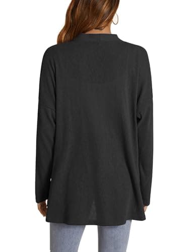 AWULIFFAN Womens Open Front Lightweight Cardigan Long Sleeve Button Down Casual Cardigans Outwear (Black,X-Large) - Image 4