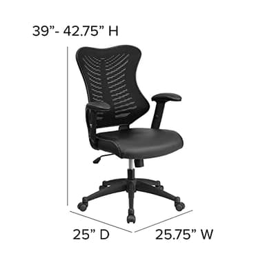 Flash Furniture Kale High Back Designer Black Mesh Executive Swivel Ergonomic Office Chair with LeatherSoft Seat and Adjustable Arms - Image 3