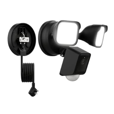 WYZE Floodlight Camera v2 with Plug-in Mount, 2K HD Outdoor Security Camera, Color Night Vision, Motion Activated, Electrical Box with 20ft Weather-Resistant Power Cable, Easy Installation (Black) - Image 1