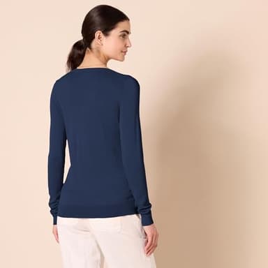 Amazon Essentials Women's Regular-Fit Lightweight Long-Sleeve V-Neck Sweater (Available in Plus Size), Navy, X-Large - Image 3