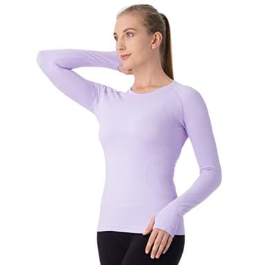 MathCat Seamless Workout Shirts for Women Long Sleeve Yoga Tops Sports Running Shirt Breathable Athletic Top Slim Fit - Image 2