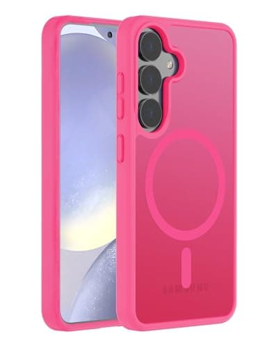 Hualele Magnetic for Samsung Galaxy S24 Plus Case & S25 Plus Case, Compatible with MagSafe, Military Grade Drop Protection Slim Translucent Shockproof with Anti-Fingerprint Phone Case,Rose Red - Image 1
