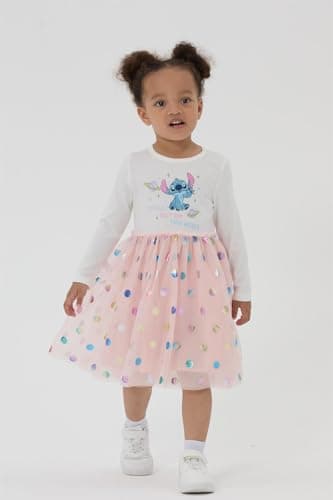 Disney Lilo & Stitch Dress Toddler Girls A-Line Long Sleeve Polka Dot Double-Layered Tulle Winter Fall Clothes Kids Birthday Gift Party Outfit 4-5T - Image 2