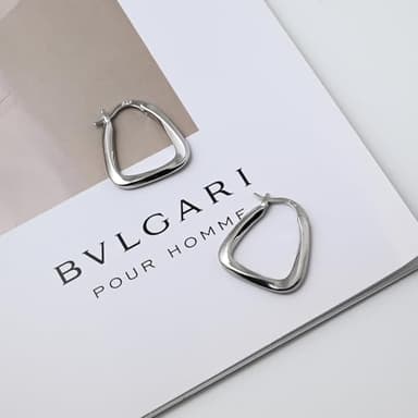Silver Geometric Huggie Earrings Chunky Hoop Earrings for Women Minimalist Dangle Earrings for Women Trendy - Image 5