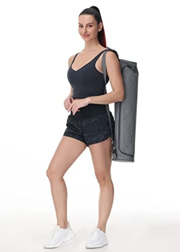 THE GYM PEOPLE Womens High Waisted Running Shorts Quick Dry Athletic Workout Shorts with Mesh Liner Zipper Pockets (Black Grey Camo, Medium) - Image 4