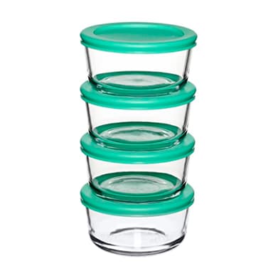 Anchor Hocking 2 Cup Glass Storage Containers with Lids, Set of 4 Glass Food Storage Containers with Mint SnugFit Lids - Image 6