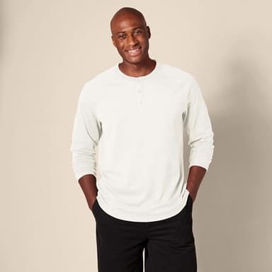 Amazon Essentials Men's Slim-Fit Long-Sleeve Henley Shirt, Oatmeal Heather, X-Small - Image 6