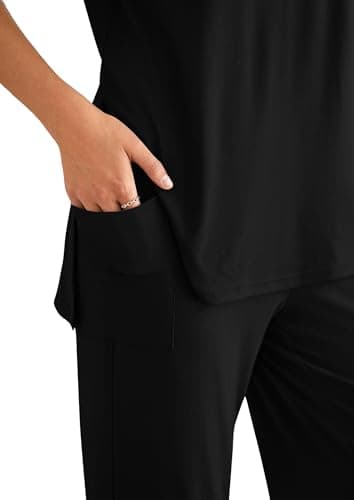 PRETTYGARDEN Women's 2 Piece Lounge Set 2025 Summer Casual Loose Tank Top Wide Leg Pants Matching Travel Outfits Tracksuit (Black,Medium) - Image 5