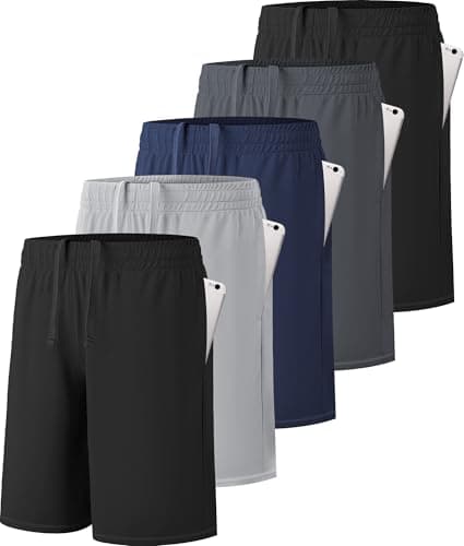 MLYENX 5 Pack Boys Athletic Shorts Active Performance Youth Kids Basketball Shorts Quick Dry with Elastic Waist Pockets - Image 1