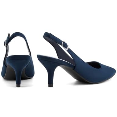Greatonu Womens Buckle Strap Sexy Kitten Heels Dress Navy Pumps Size 7 - Image 4