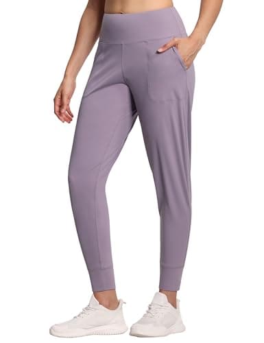 THE GYM PEOPLE Women's Joggers Pants Lightweight Athletic Leggings Tapered Lounge Pants for Workout, Yoga, Running Grey Purple - Image 1