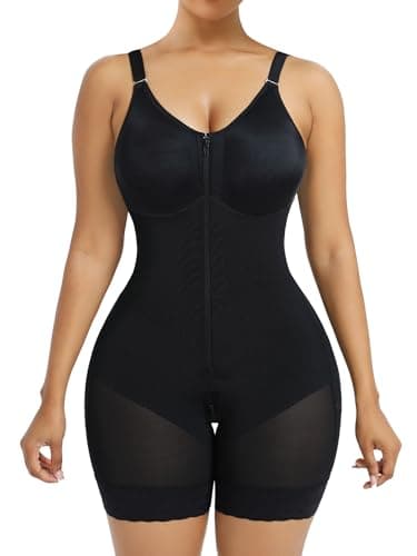 YIANNA Fajas Colombianas Moldeadoras Postpartum Full Shapewear for Women Tummy Control Body Shaper Butt Lifter Compression Garment with Zipper Crotch, YA7283-Black-XL - Image 1