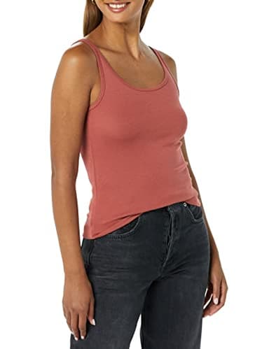 Amazon Essentials Women's Slim-Fit Thin Strap Tank Top, Pack of 2, Brick Red/Brown, X-Large - Image 6