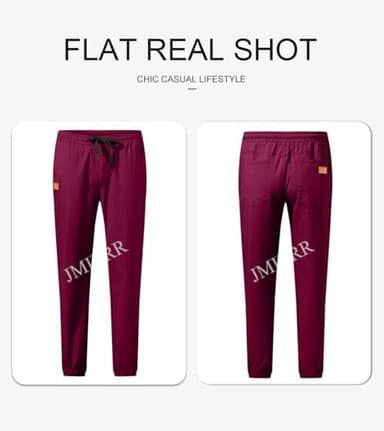 JMIERR Mens Casual Joggers Pants - Cotton Drawstring Chino Cargo Pants Twill Track Jogging Sweatpants Travel with Pockets, M, Red Dahlia - Image 5