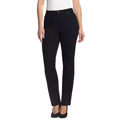 Gloria Vanderbilt Women's Amanda Classic High Rise Tapered Jean Standard, Black-DS, 8 Short - Image 1