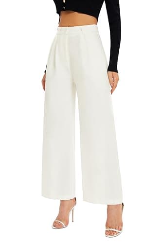 FUNYYZO Women's Wide Leg Pants High Elastic Waisted in The Back Business Work Trousers Long Straight Suit Pants - Image 5