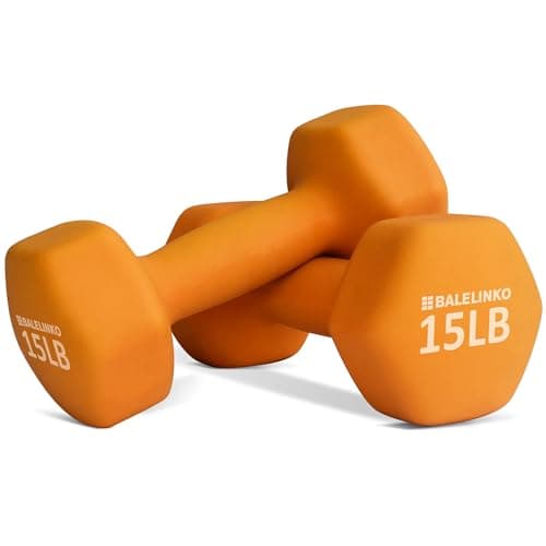 Balelinko Home Gym Equipment Workouts Strength Training Weight Loss Pilates Weights Yoga Sets Weights for Women, Men, Seniors and Youth, 15LB Orange, Pair - Image 1