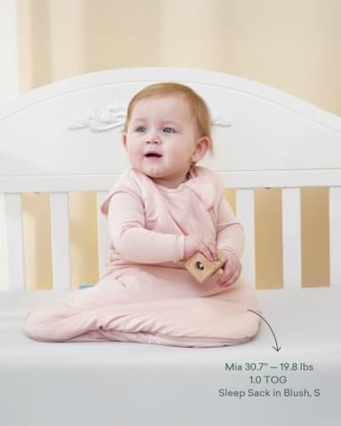 PurComfy Supersoft Sleep Sack 1.0 TOG, Premium Bamboo Viscose Baby Sleeping Bag, 2-Way Safe Zipper Sleep Sacks 3-6 Months (Cream) - Image 4