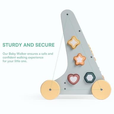 ROBUD Wooden Baby Walker, Baby Push Walker with Activity Center and Storage, Montessori Walker Toy for Boys and Girls Learning to Stand and Walk, Blue - Image 5