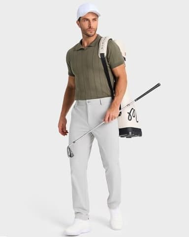 SNOWTEN Mens Golf Pants Classic Fit Stretch Work Dress Pants 30" Quick Dry Lightweight Casual Comfy Pants with Pockets Silver Grey 40w × 30L - Image 7