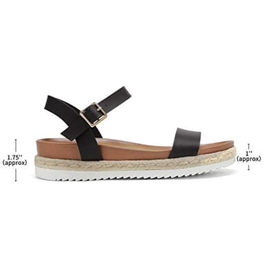 DREAM PAIRS Womens Open Toe Ankle Strap Espadrille Casual Flatform Platform Wedge Sandal, Black/Pu - 5.5 (Sunna) - Image 3