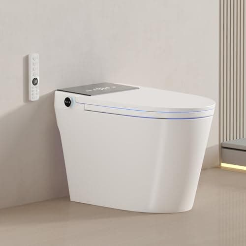 Smart Toilet with Built-In Bidet and Tank – Heated Seat, Dual Auto Flush, Warm Water & Dryer, Foot Sensor, Night Light, and Wireless Remote Control - Image 1