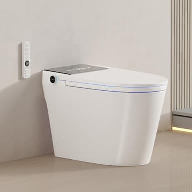 Smart Toilet with Built-In Bidet and Tank – Heated Seat, Dual Auto Flush, Warm Water & Dryer, Foot Sensor, Night Light, and Wireless Remote Control - Image 1