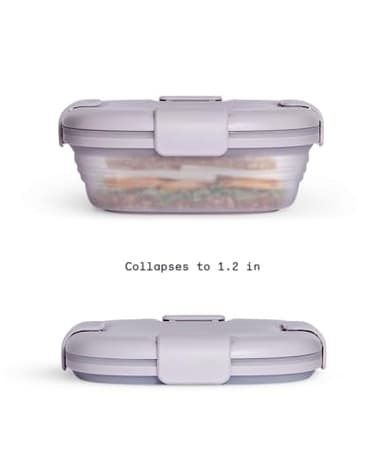 STOJO Collapsible Sandwich Box – 24oz, Reusable Food Storage Container, Silicone Bowl for Hot/Cold Food – Meal Prep, Lunch, Camping, Hiking – Dishwasher Safe (Set of 1, Lilac Purple) - Image 2
