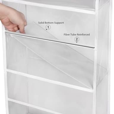 Univivi Over Door Hanging Organizer, Closet Door Organizer with 6 Clear Plastic Pockets & 2 Big Metal Hooks for Cosmetics, Bathroom, Nursery and Sundries - Image 5