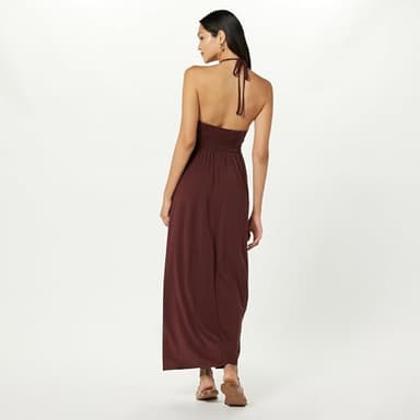 The Drop Women's Kapri Gathered Halter Dress, Rum Brown, M - Image 2