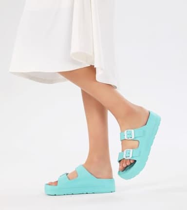 Womens Platform Sandals with Arch Support, Open Toe Buckle Sandal for Women, Summer Flat Slides Pool Beach Vacation Essentials - Image 6