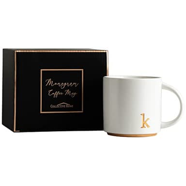 COLLECTIVE HOME - Monogram Ceramic Mugs, 15 oz Golden Initial Coffee Cups, Elegant Alphabet Tea Mugs, Elegant Personalized Mug with Gift Box, Luxurious Cups for Office and Home (k) - Image 6