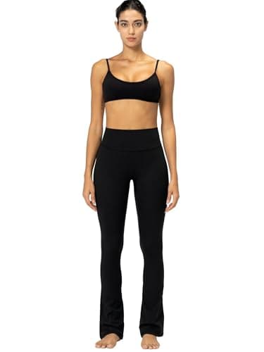 Sunzel No Front Seam Mini Flare Leggings for Women, Invisible Butt Scrunch Flared Yoga Pants with Tummy Control 30" Black Medium - Image 5