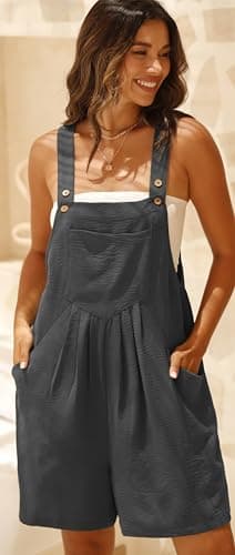 GRECERELLE Jumpsuits For Women Summer Short Overalls Casual Adjustable Loose Women's Rompers with Pockets 2024 - Image 4