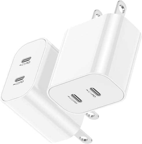 USB C Fast Charger Block,USB C Charging Block 2-Pack Type C 2in1 Dual Ports Plug Wall Charger, Fast Type C Charger for iPhone 17 Pro Max/17 Pro/17 Air/16 Pro Max/15/14/13/12/11/Xs Max/XR/X,iPad - Image 1