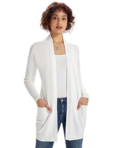 Women's Chunky Knit Sweater Casual Cardigan Outwear Ivory XL - Image 3