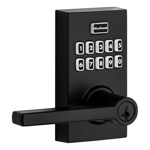 Kwikset 99170-004 SmartCode 917 Keypad Keyless Entry Contemporary Residential Electronic Lever Lock Deadbolt Alternative with Halifax Door Handle and SmartKey Security, Matte Black - Image 1