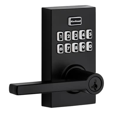 Kwikset 99170-004 SmartCode 917 Keypad Keyless Entry Contemporary Residential Electronic Lever Lock Deadbolt Alternative with Halifax Door Handle and SmartKey Security, Matte Black - Image 1