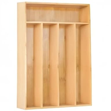 Besilord Silverware Organizer Kitchen Drawer Organizer Utensil Organizer Bamboo Silverware Holder Cutlery Organizer in Drawer Flatware Organizer Tray(5 slots, Natural - Image 7