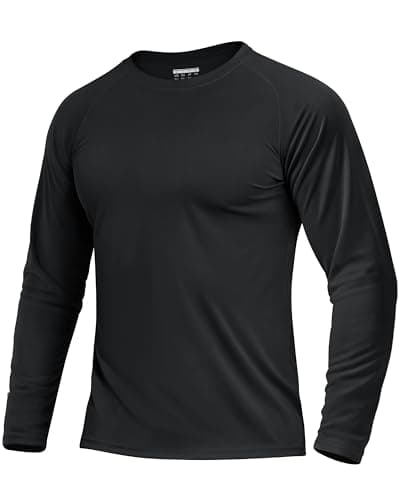 Boladeci Mens Long Sleeve T Shirts UPF 50+ Sun Protection Clothing UV SPF Shirts Rash Guard Moisture Wicking Performance Summer Swim Shirts(Black) - Image 1