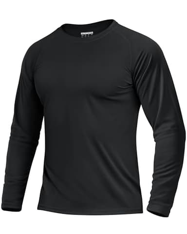 Boladeci Mens Long Sleeve T Shirts UPF 50+ Sun Protection Clothing UV SPF Shirts Rash Guard Moisture Wicking Performance Summer Swim Shirts(Black) - Image 1