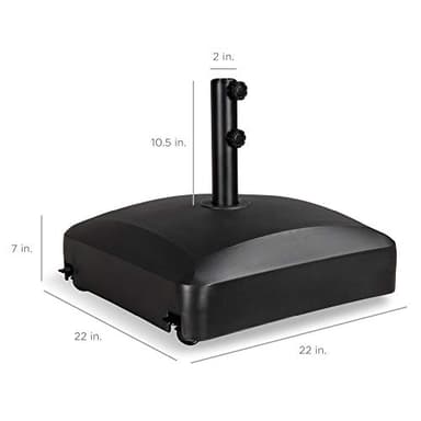 Best Choice Products 123lb Capacity Fillable Mobile Umbrella Base Heavy Duty Market Stand for Patio, Deck, Poolside w/ 4 Wheels, 2 Locks, 2 Knobs, Wind-Resistant Design - Black - Image 7