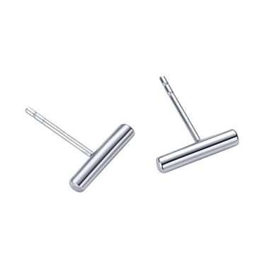 S.Leaf Sterling Silver Stud Earrings for Women Small Tiny Hypoallergenic Second Hole Bar Earrings Best Friend Birthday Gifts for Women Trendy Sister Mom Wife Womens Her Friend Party (Thick_Bar_Silver) - Image 1
