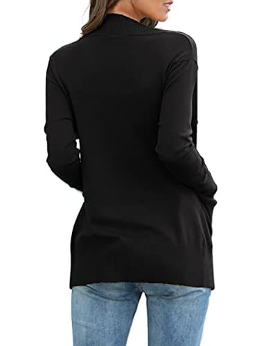 REDHOTYPE Womens Cardigans with Pockets Lightweight Open Front Black Cardigan for Women, Medium - Image 3