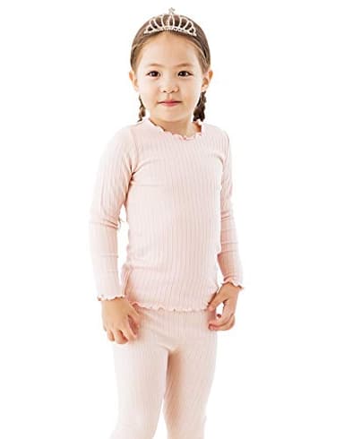 VAENAIT BABY Kids Girls Long Sleeve Modal Sleepwear Pajamas 2pcs Set Shirring Peach M, toddler - Image 3