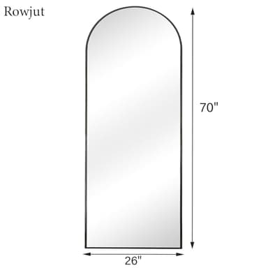 Rowjut Full Length Mirror Arched Floor Length Mirrors, 71"x26" Large Full Body & with Stand & Arch Wall Mounted & Standing Mirror for Bedroom Living Room, Aluminum Frame, Black - Image 2