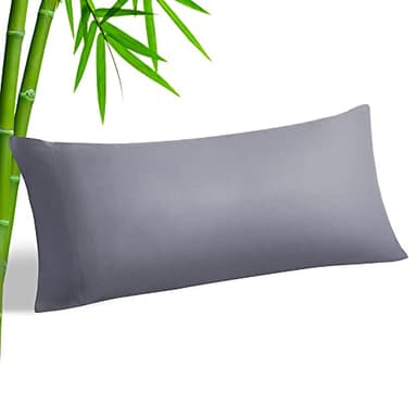 BEDELITE Body Pillow Cover, Rayon Made from Bamboo, Cooling Body Pillow Pillowcase for Hot Sleepers and Night Sweats, Breathable & Silky Soft Full Long Pillow Case Cover (Grey, 20x54 Inches) - Image 1